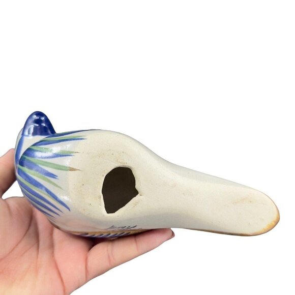 Hand Made Mexican Pottery Large Bird Figurine Artist Signed Folk Art Tonala VTG - Picture 10 of 15